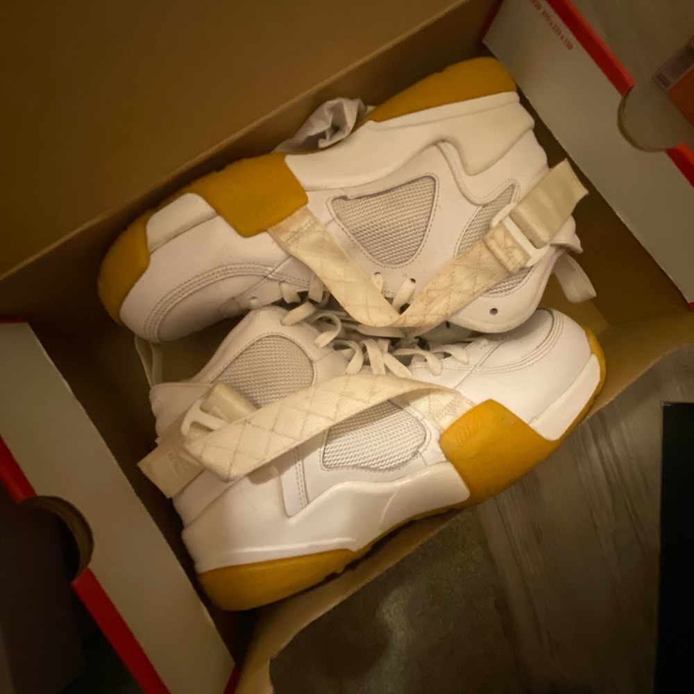 Nike White and Yellow High-Top Sneakers